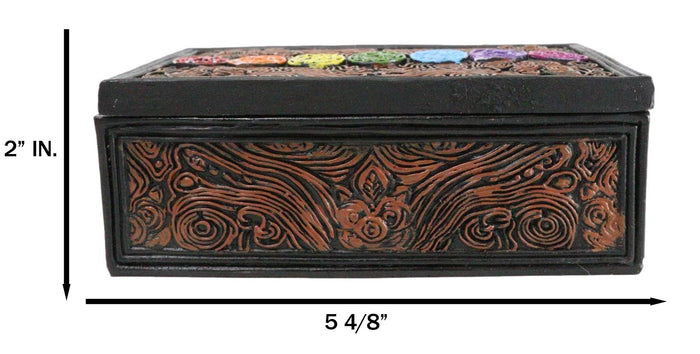 Ebros Gift Metaphysical Rainbow 7 Chakra Zone Floral Scrollwork Tarot Cards Trinket Box