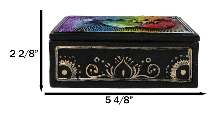 Ebros Gift Metaphysical Wicca Rainbow Chakra Energy Zone 7 Colors Tarot Cards Trinket Box