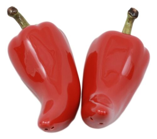 Ebros Gift Mexican Large Juicy Red Jalapeno Chili Peppers Ceramic Salt Pepper Shakers Set