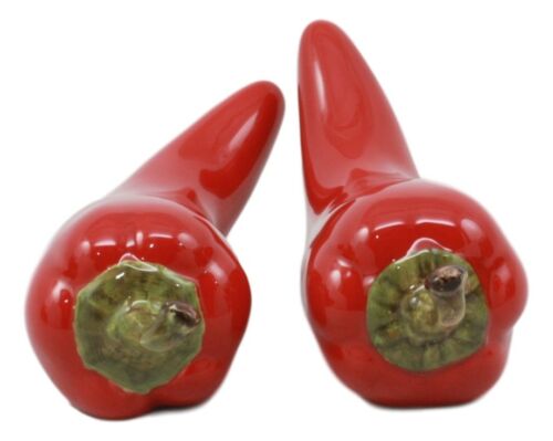 Ebros Gift Mexican Large Juicy Red Jalapeno Chili Peppers Ceramic Salt Pepper Shakers Set