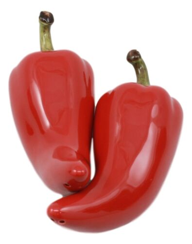 ebros gift Mexican Large Juicy Red Jalapeno Chili Peppers Ceramic Salt Pepper Shakers Set