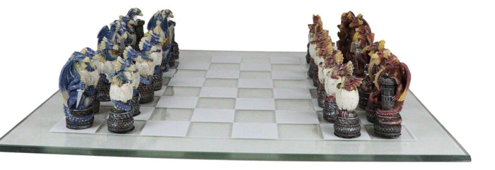 Might Magic Dungeons And Dragons Fantasy Colored Chess Pieces With Glass Board