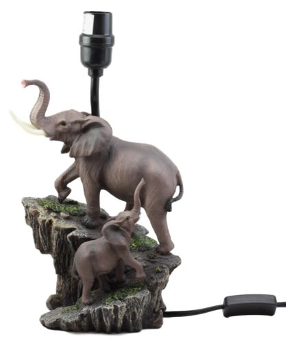 Ebros Gift Migration Of The Majestic Elephant Family Safari Desktop Table Lamp Statue Decor