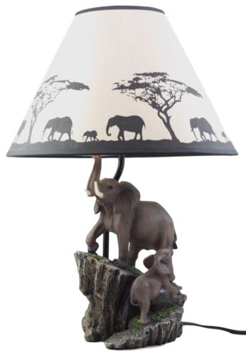 Ebros Gift Migration Of The Majestic Elephant Family Safari Desktop Table Lamp Statue Decor