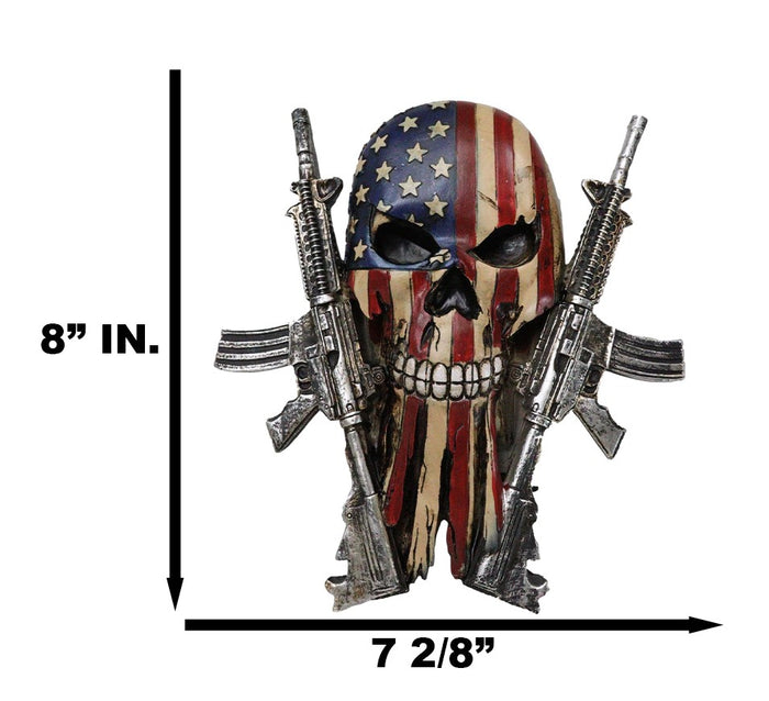 Ebros Gift Military American Flag Star Spangled Banner Skull With 2 Gun Rifles Wall Decor