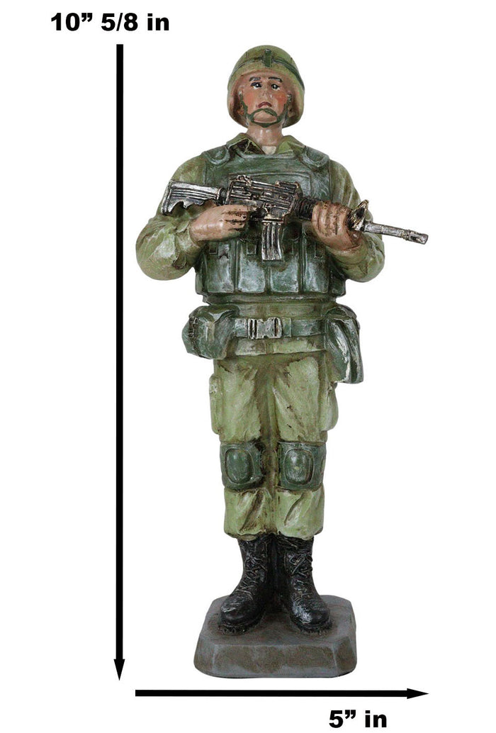 Ebros Gift Military Battlefield Marine Army Soldier Standing On Guard With Rifle Figurine