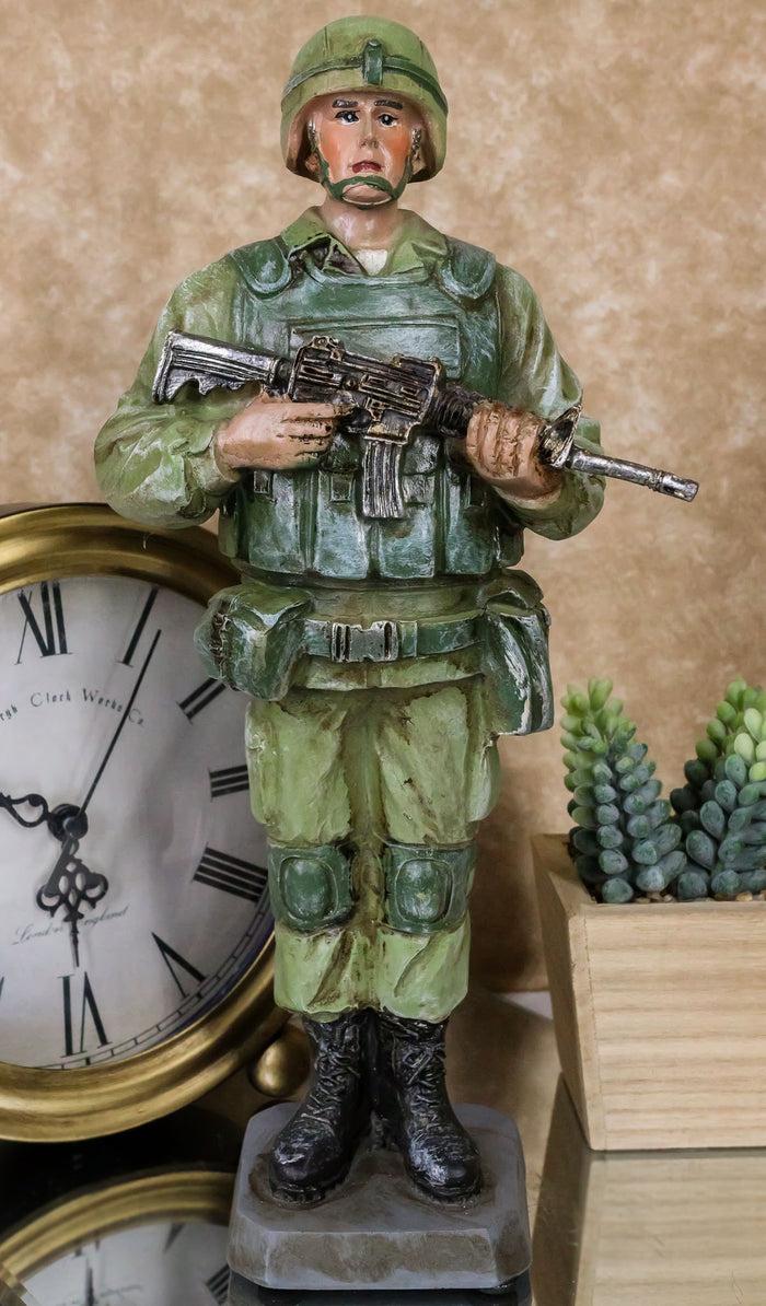 ebros gift Military Battlefield Marine Army Soldier Standing On Guard With Rifle Figurine