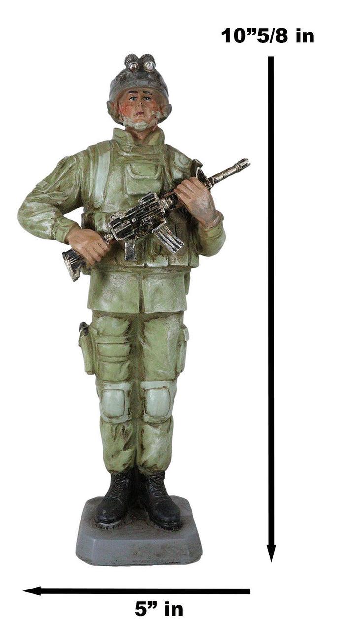 Ebros Gift Military Marine Army Deploy Soldier On Guard With Rifle And Backpack Figurine