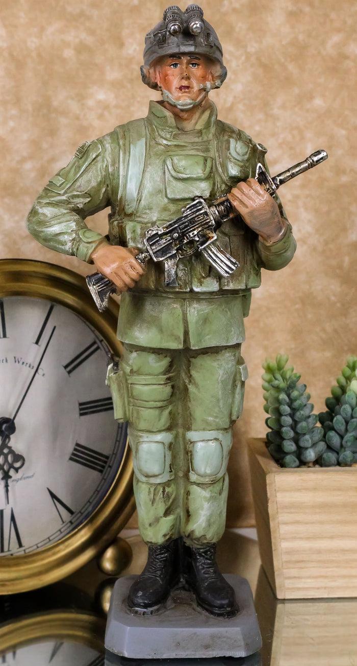 ebros gift Military Marine Army Deploy Soldier On Guard With Rifle And Backpack Figurine