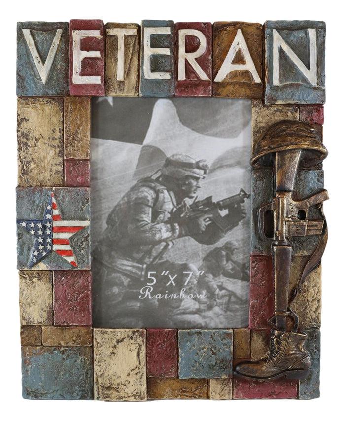 Ebros Gift Military Patriotic USA Star Veteran Helmet Rifle And Boot 5"X7" Picture Frame