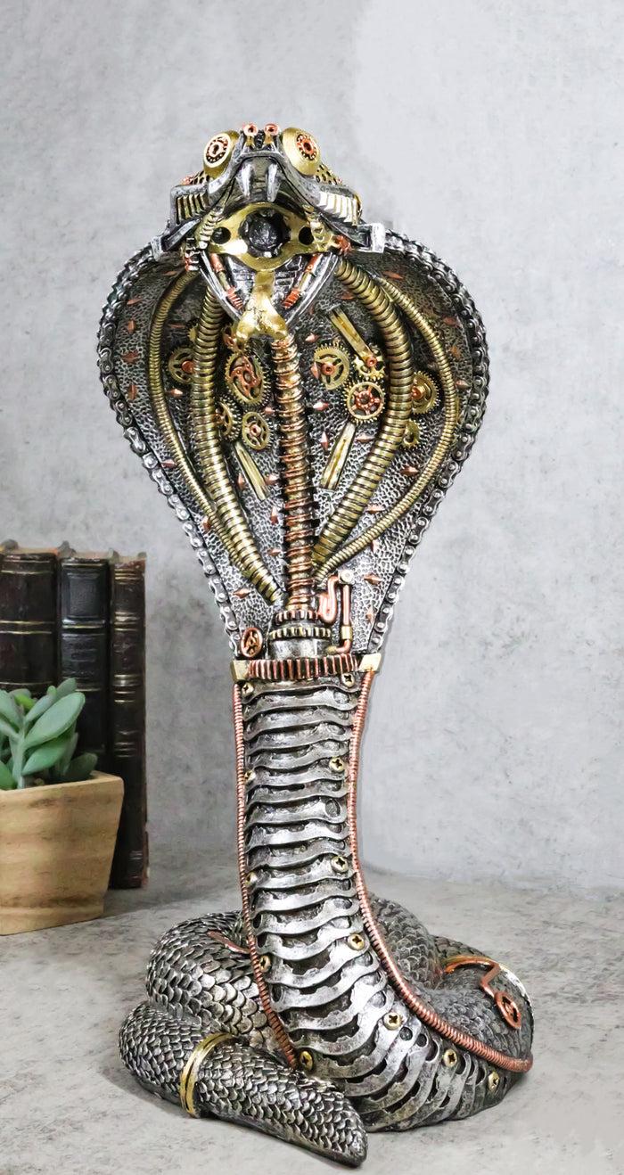 ebros gift Military War Machine Steampunk Gearwork Robotic Cyborg Cobra Snake Figurine