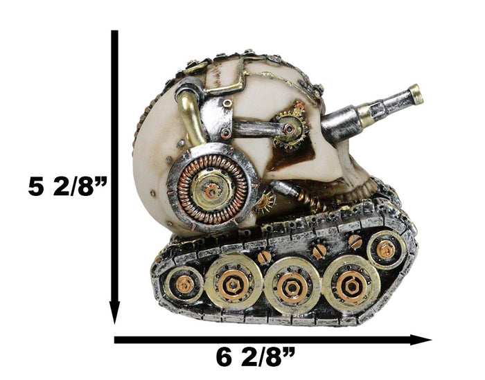 Ebros Gift Military War Steampunk Android Gearwork Robotic Cyborg Skull Tank Figurine