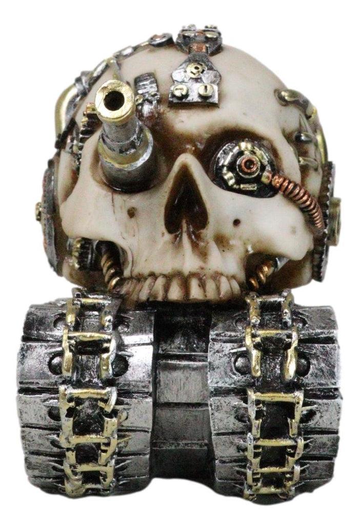 Ebros Gift Military War Steampunk Android Gearwork Robotic Cyborg Skull Tank Figurine