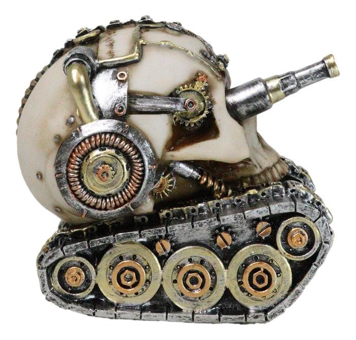 Ebros Gift Military War Steampunk Android Gearwork Robotic Cyborg Skull Tank Figurine