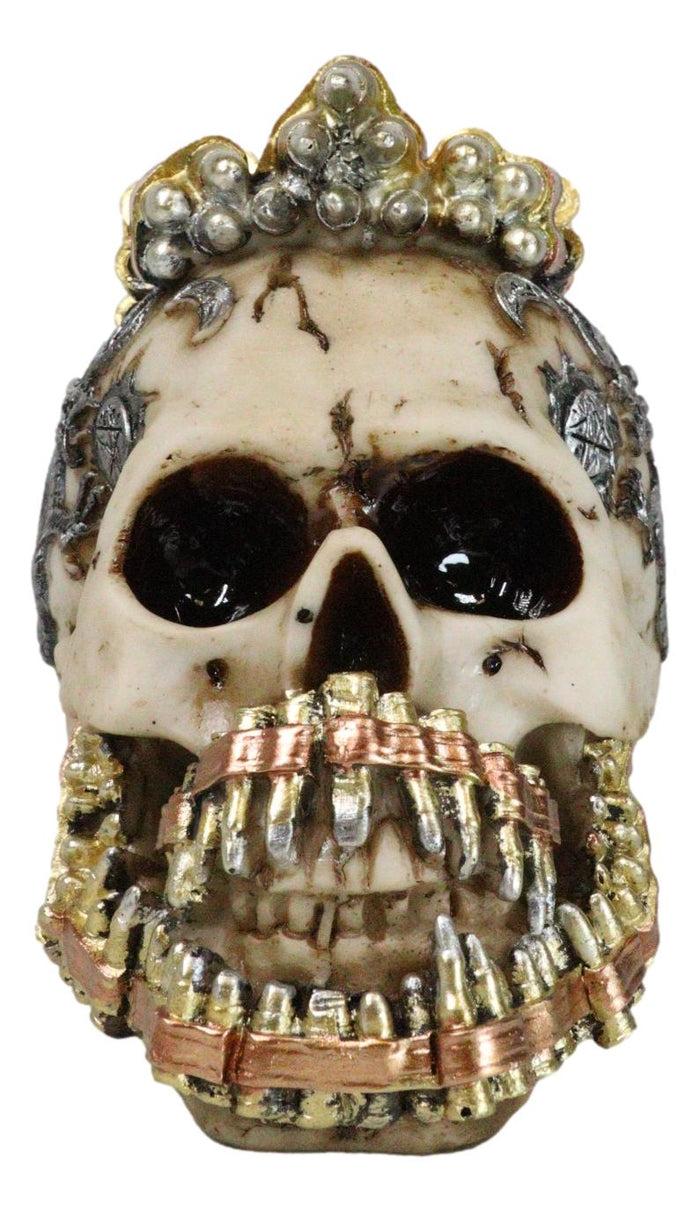 Ebros Gift Military War Steampunk Skull With Rifle Bullets Mohawk And Dragon Figurine