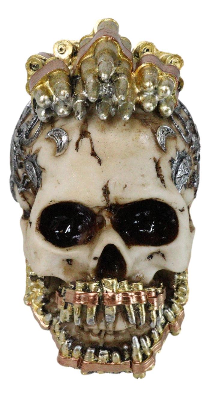 Ebros Gift Military War Steampunk Skull With Rifle Bullets Mohawk And Dragon Figurine