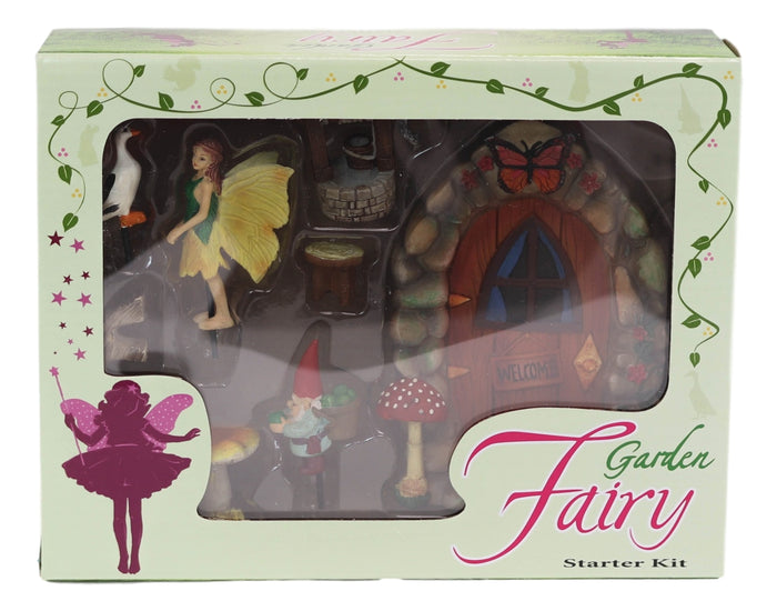 Ebros Gift Mini Fairy Garden Door Well Duck Gnome Bridge Table Mushroom 8 Piece Starter Kit