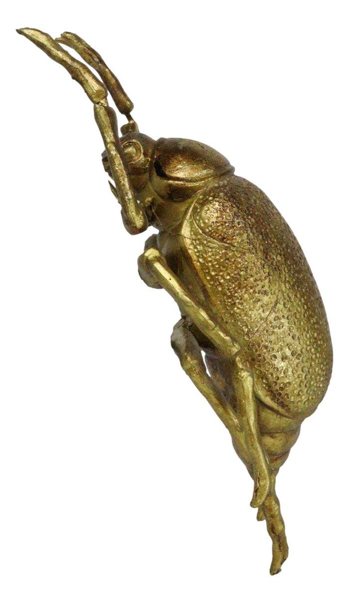 Ebros Gift Modern Chic Gold Leaf Carpet Beetle Resin Wall Sculpture Or Table Decor