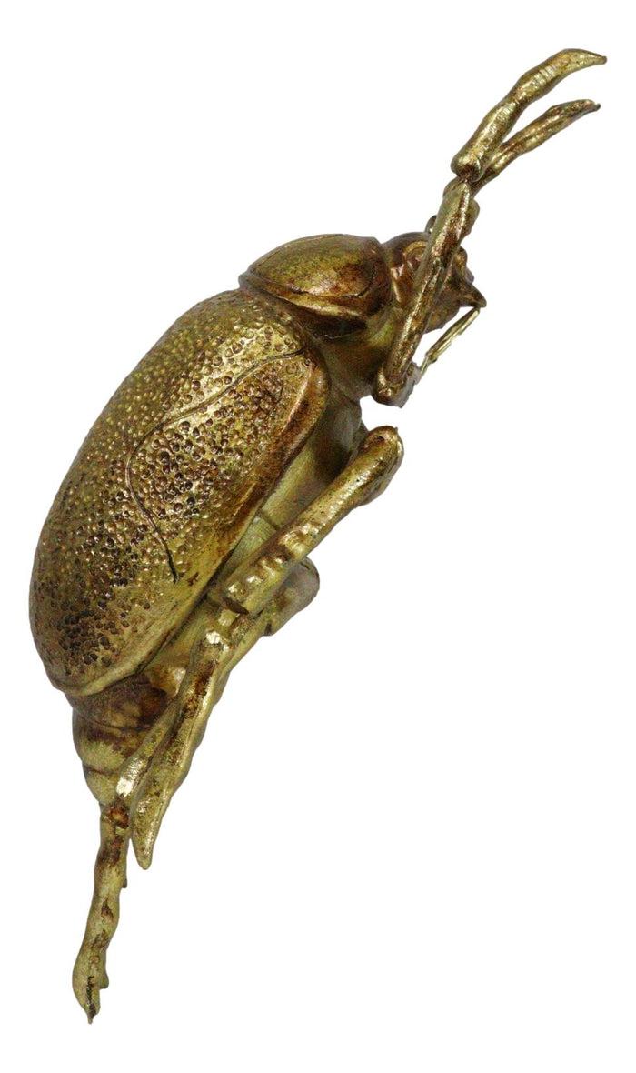 Ebros Gift Modern Chic Gold Leaf Carpet Beetle Resin Wall Sculpture Or Table Decor