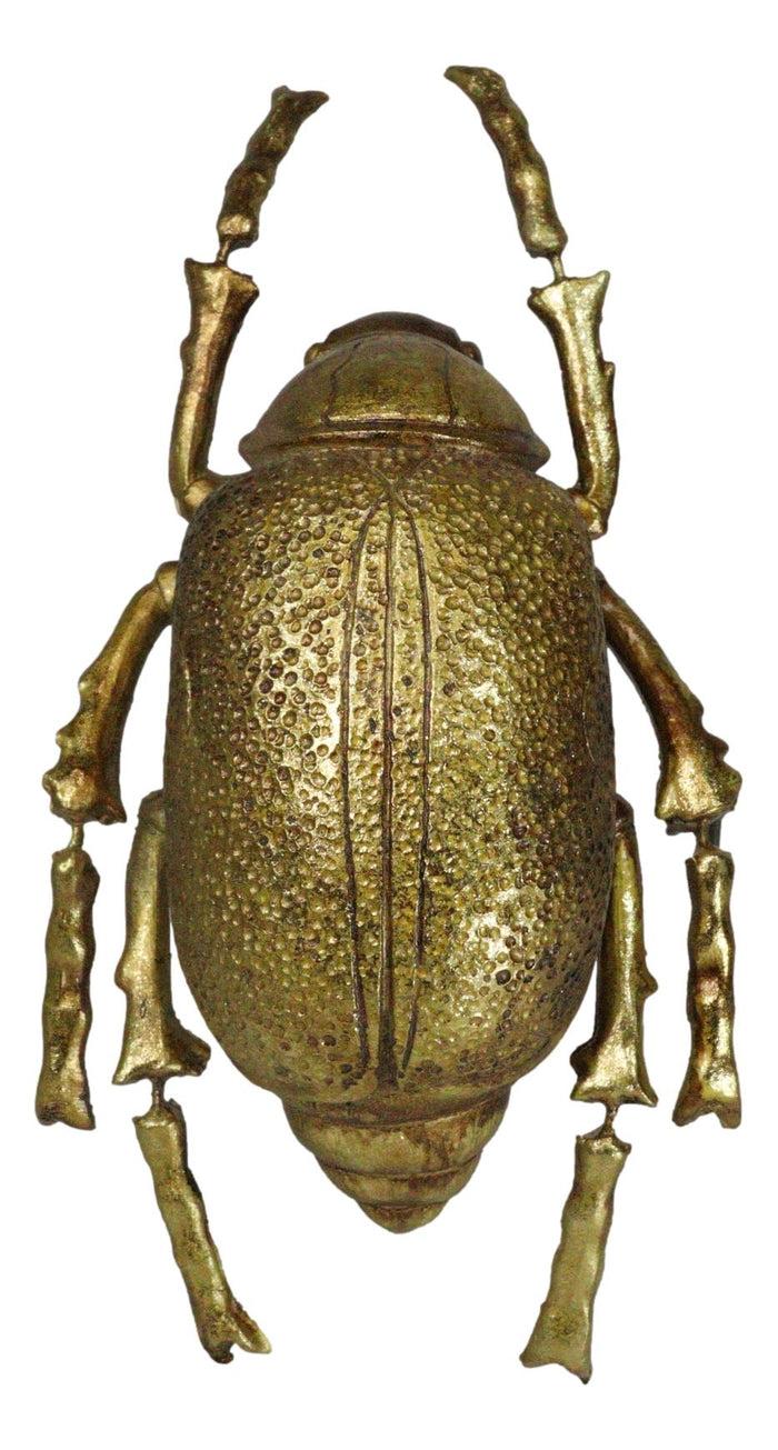 ebros gift Modern Chic Gold Leaf Carpet Beetle Resin Wall Sculpture Or Table Decor