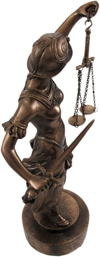 Ebros Gift Modern Dike Lady Of Justice In Armor Bearing Scales And Sword Figurine 9.5"H