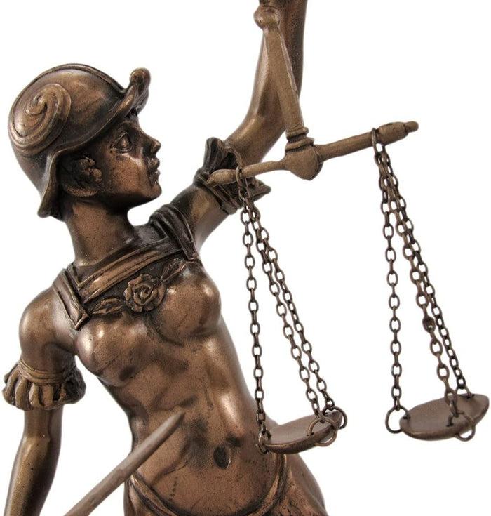 Ebros Gift Modern Dike Lady Of Justice In Armor Bearing Scales And Sword Figurine 9.5"H