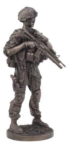 Ebros Gift Modern Infantry Soldier Statue 13"Tall Rifleman Reporting Detail To Headquarters
