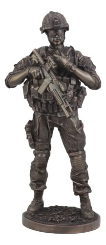ebros gift Modern Infantry Soldier Statue 13"Tall Rifleman Reporting Detail To Headquarters