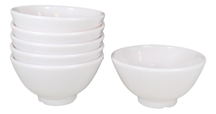 Ebros Gift Modern White Jade Melamine Round Bowls 8oz For Rice Soup Salad Sauce Set Of 6