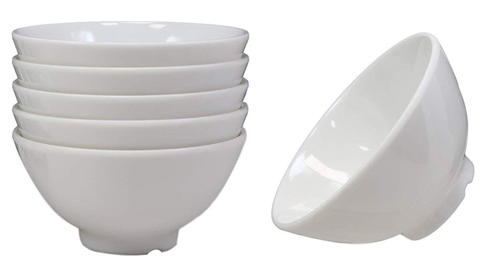 Ebros Gift Modern White Jade Melamine Round Bowls 8oz For Rice Soup Salad Sauce Set Of 6