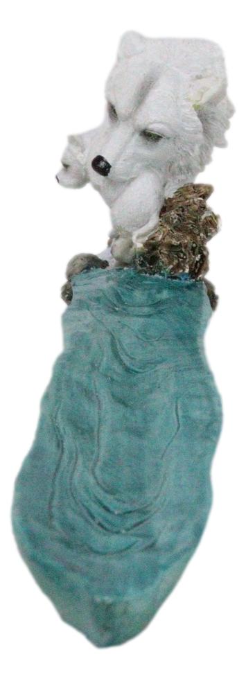 Ebros Gift Moonlight Ghost Snow White Wolf Mother With Baby Pup Incense Burner Figurine