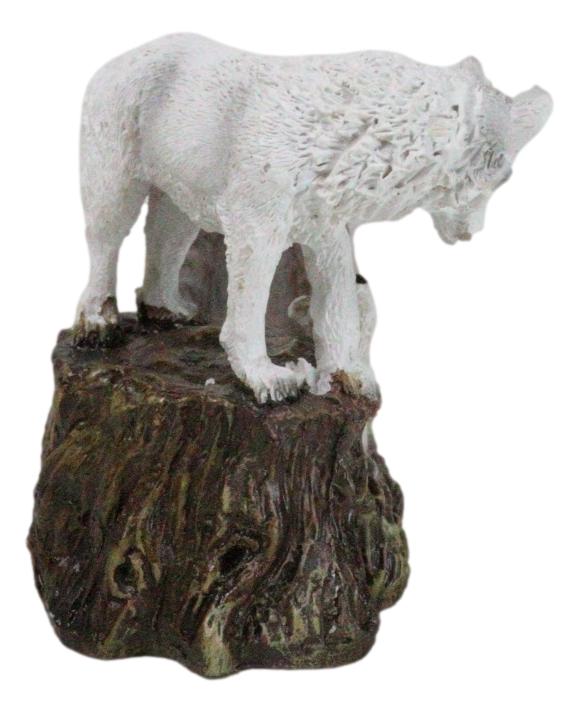Ebros Gift Moonlight Snow White Wolf Mother With Pup In Forest Incense Burner Figurine
