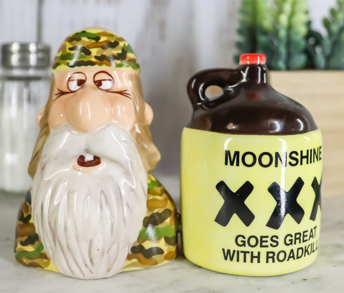 ebros gift Moonshine Goes Great with Road Kill Redneck Hunter and Jug Salt Pepper Shakers