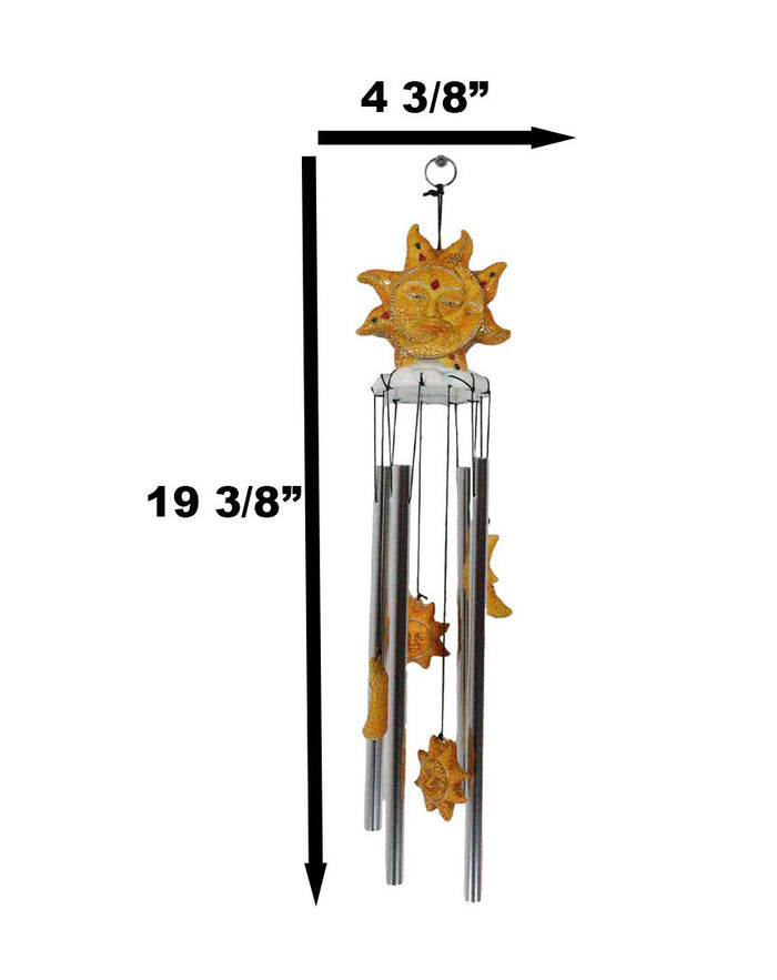 Ebros Gift Mosaic Helios God Sun And Moon Face Harmony Wind Chime Mobil Patio Garden Decor