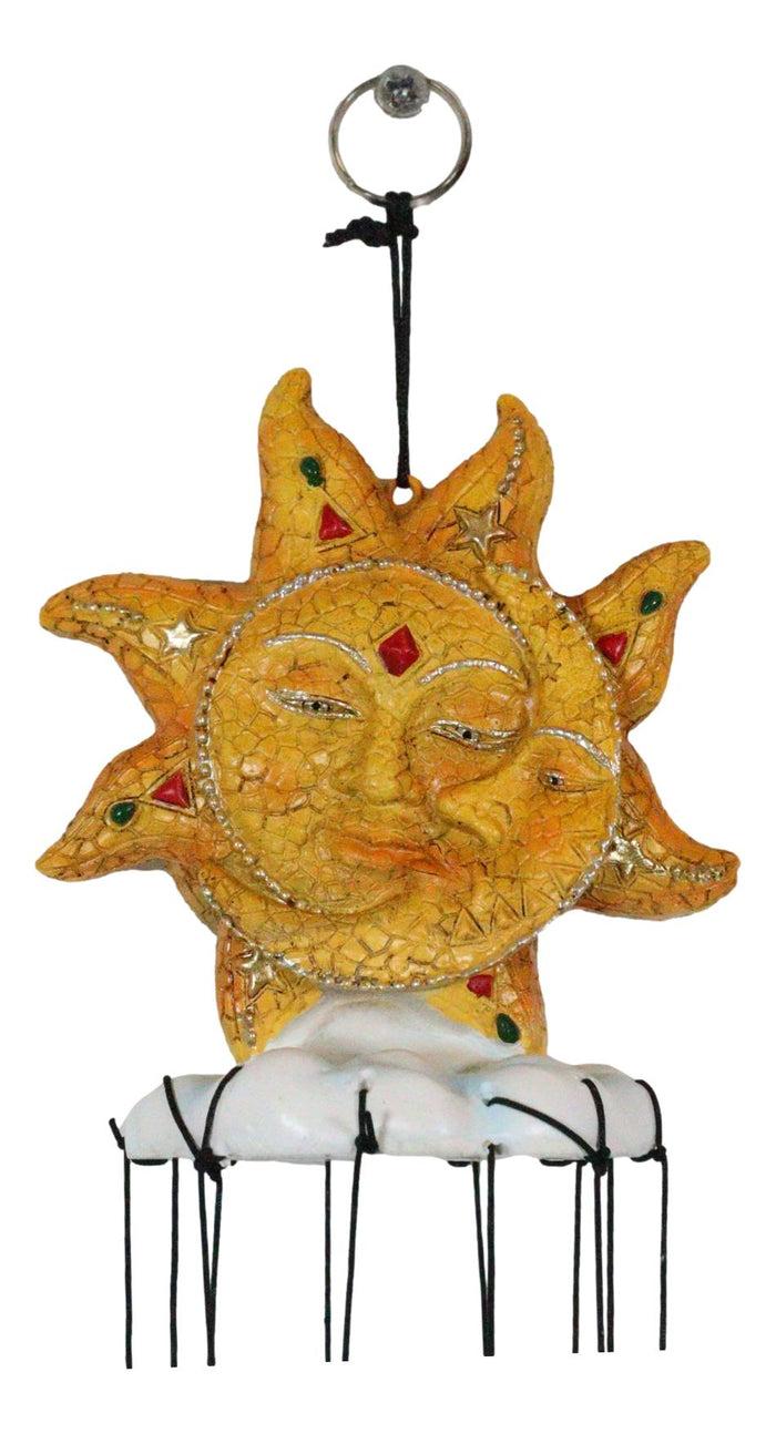 Ebros Gift Mosaic Helios God Sun And Moon Face Harmony Wind Chime Mobil Patio Garden Decor