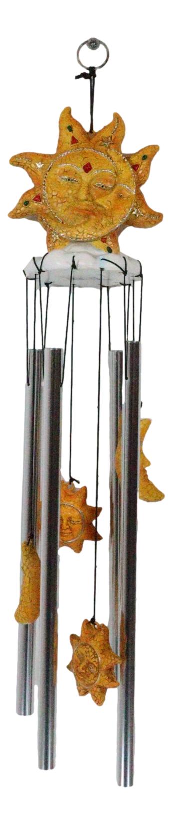 Ebros Gift Mosaic Helios God Sun And Moon Face Harmony Wind Chime Mobil Patio Garden Decor