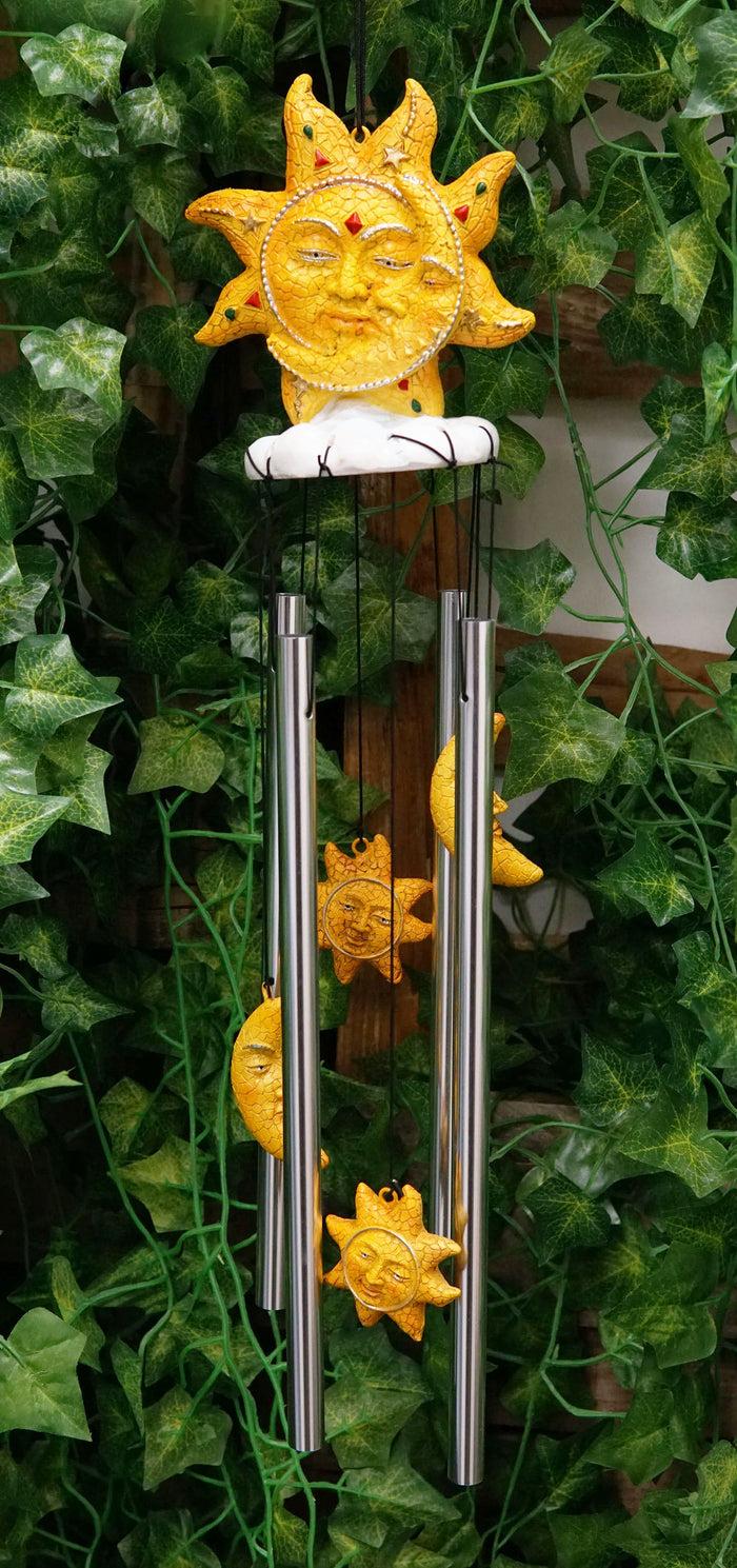 ebros gift Mosaic Helios God Sun And Moon Face Harmony Wind Chime Mobil Patio Garden Decor