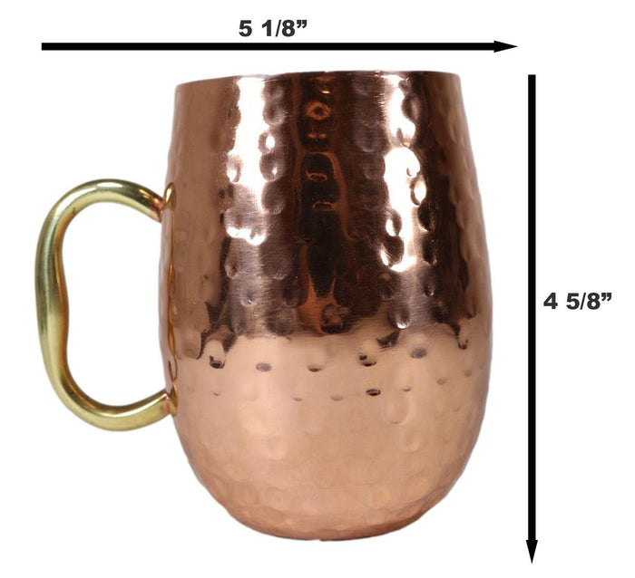Ebros Gift Moscow Mule Copper Plated Stainless Steel Hammered Barrel Cup Mug Gold Handle