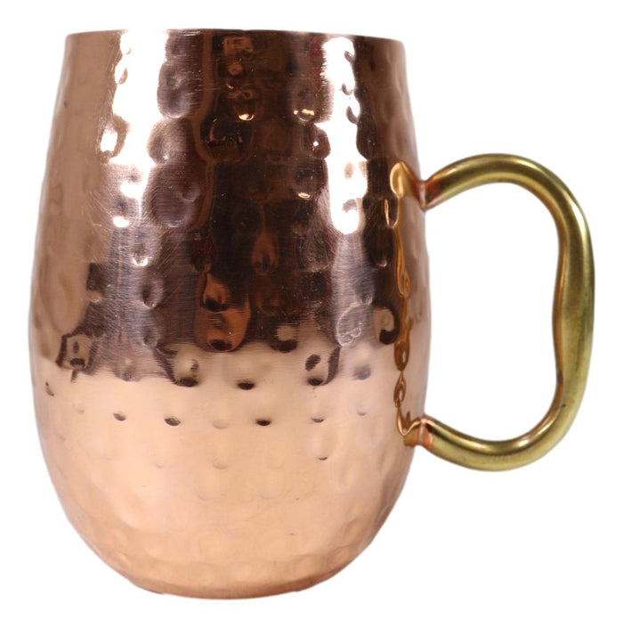 Ebros Gift Moscow Mule Copper Plated Stainless Steel Hammered Barrel Cup Mug Gold Handle