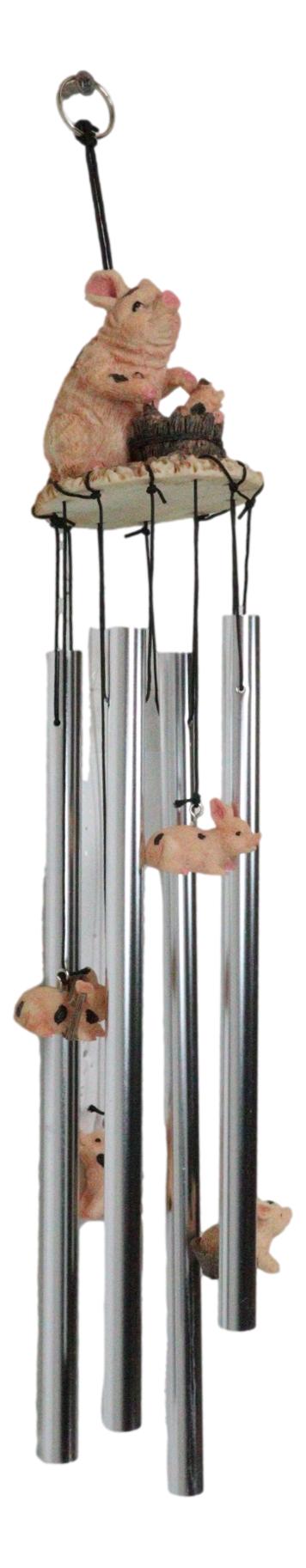 Ebros Gift Mother Goose Nursery Rhymes Miss Piggy Pig With Piglets Family Wind Chime