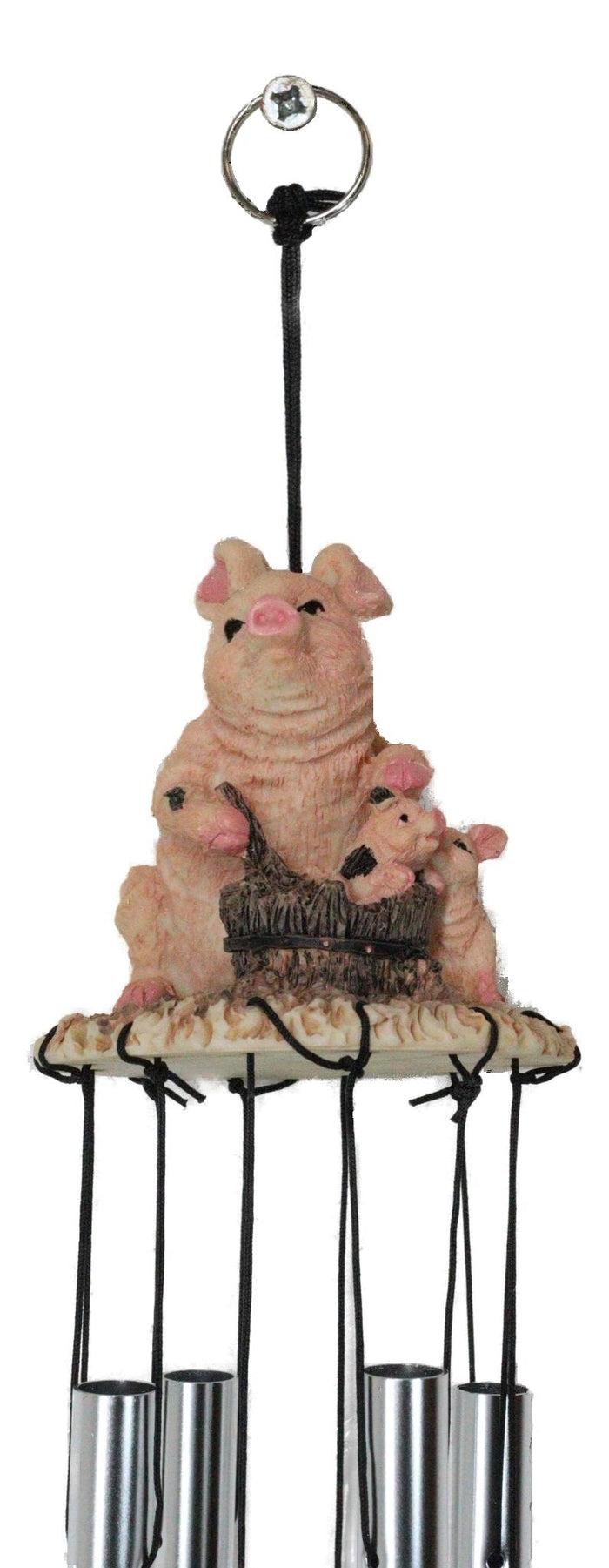 Ebros Gift Mother Goose Nursery Rhymes Miss Piggy Pig With Piglets Family Wind Chime