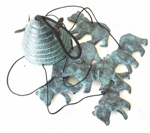 Ebros Gift Mountain Bear And Bee Hive Abstract Brass Resonant Wind Chime Patio Garden Decor
