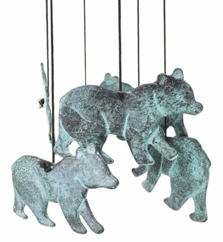 Ebros Gift Mountain Bear And Bee Hive Abstract Brass Resonant Wind Chime Patio Garden Decor