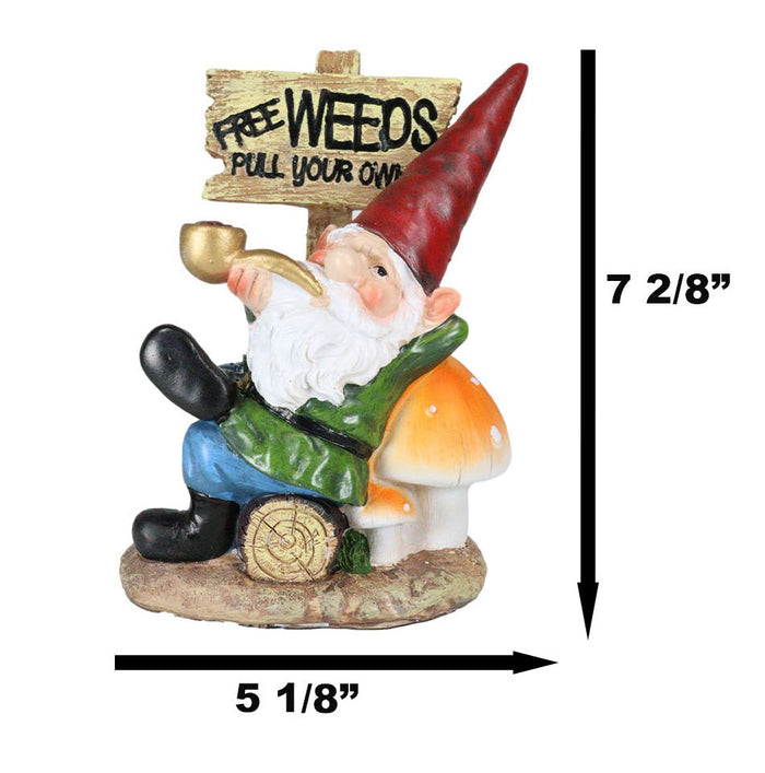 Ebros Gift Mr Gnome Grandpa Smoking Pipe By Toadstool Mushrooms And Free Weeds Sign Statue
