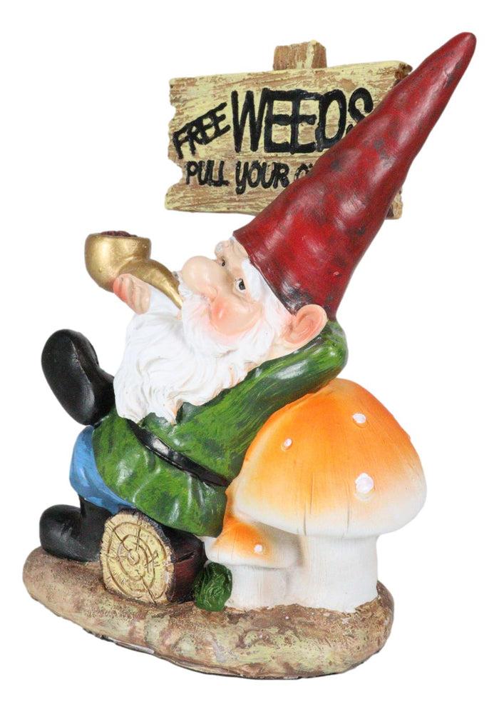 Ebros Gift Mr Gnome Grandpa Smoking Pipe By Toadstool Mushrooms And Free Weeds Sign Statue