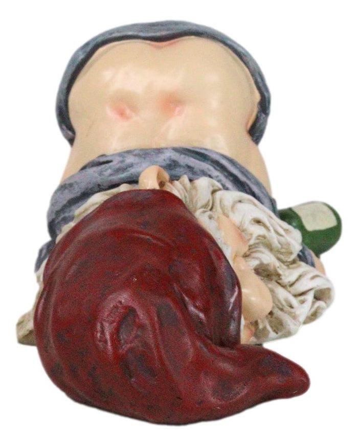 Ebros Gift Mr Gnome Knocked Out Drunk With Half Moon Bare Buttocks Holding Booze Figurine