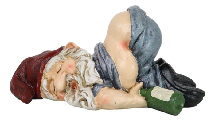 ebros gift Mr Gnome Knocked Out Drunk With Half Moon Bare Buttocks Holding Booze Figurine