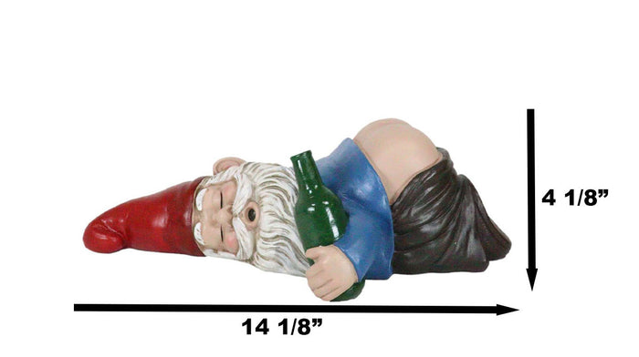 Ebros Gift Mr Gnome Passed Out Drunk Bottom's Up Bare Buttocks Holding Booze Figurine