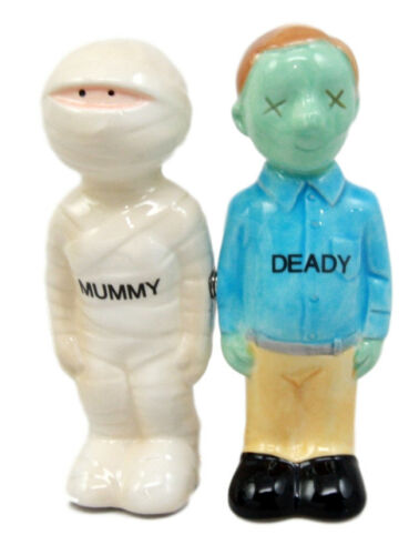 Ebros Gift Mr & Mrs Mummy Deady Embalmed Corpses Ceramic Salt Pepper Shakers Figurine Set