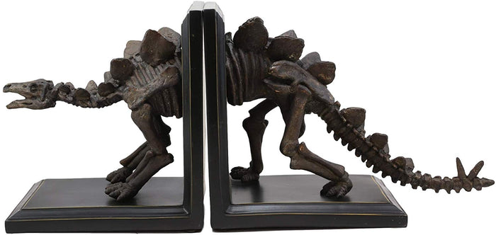 Ebros Gift Museum Gallery Quality Prehistoric Stegosaurus Dinosaur Fossil Skeleton Bookends